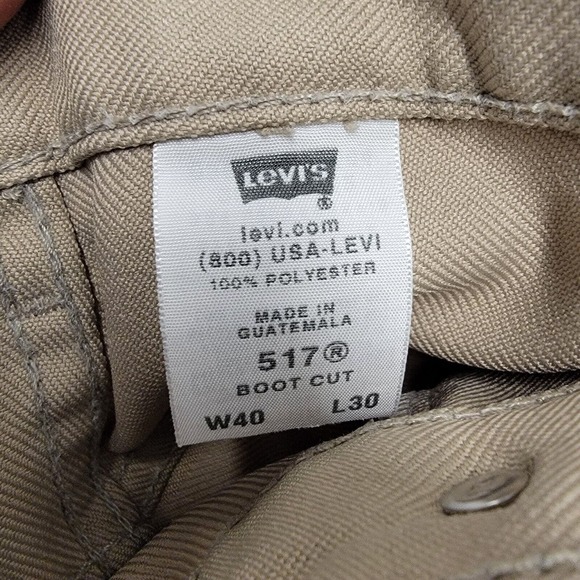 Vintage‎ Levis 517 Khaki Polyester Bootcut Pants 40x30 Black Gold Tab Rockabilly - Picture 2 of 10